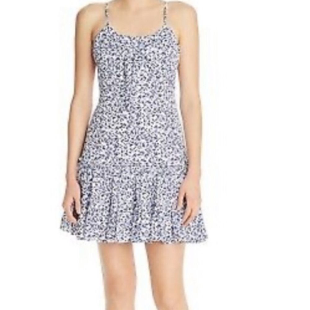 Aqua tie front floral mini dress